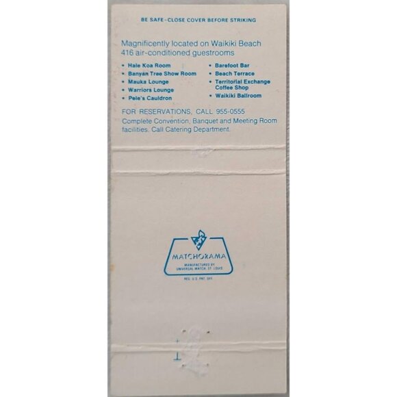 Vintage Matchbook Cover Hale Koa Hotel Waikiki Beach Honolulu Hawaii Beach Photo - Picture 3 of 5